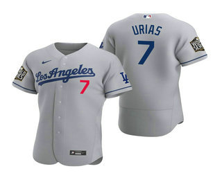 Men Los Angeles Dodgers #7 Julio Urias Gray 2020 World Series Authentic Road Flex Nike Jersey->los angeles dodgers->MLB Jersey